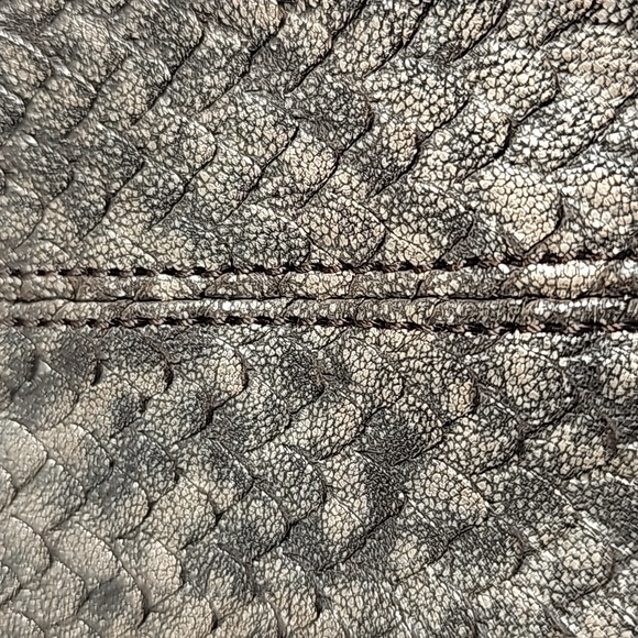 Langellotti Boa Embossed Bronze Italian Leather Shoulder Bag - Picture 6 of 10